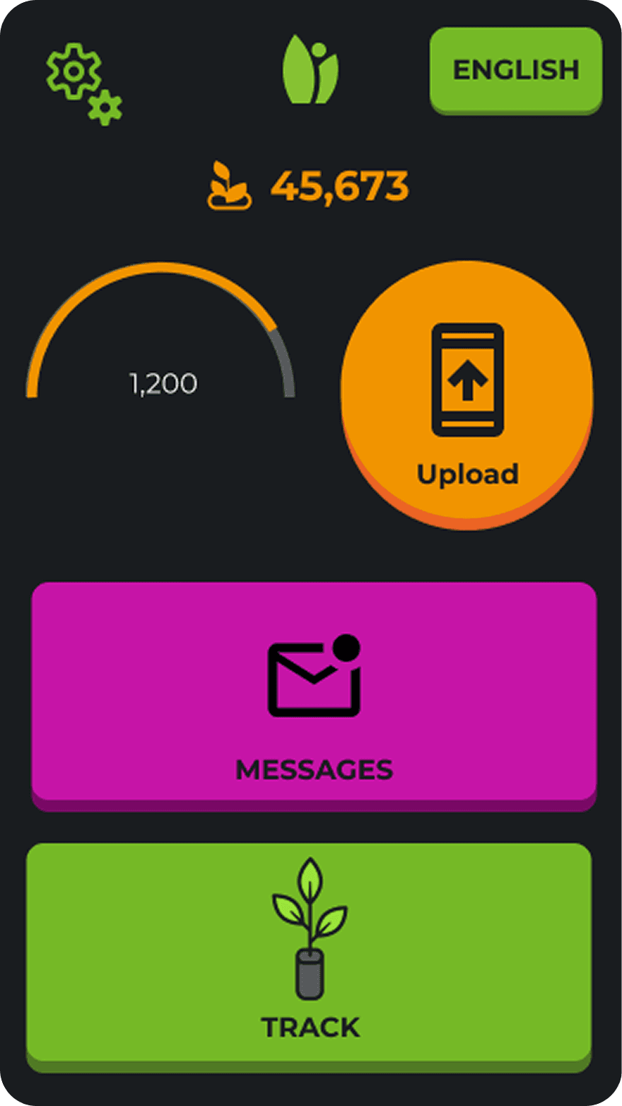 Android screenshot of Treetracker app with dark mode and legacy design