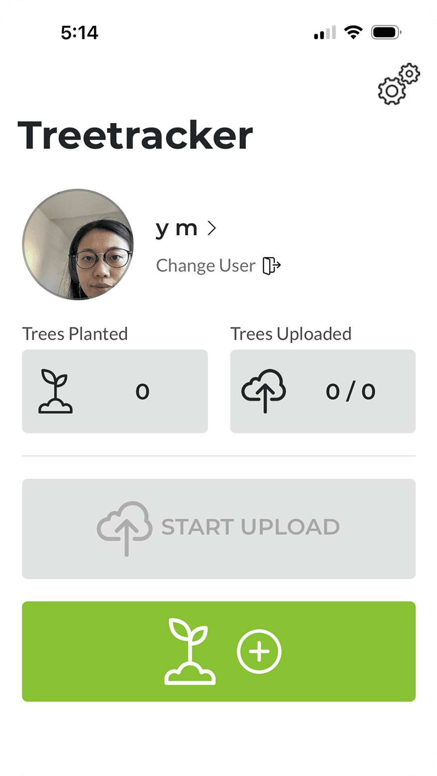 iOS screenshot of Treetracker app with legacy design