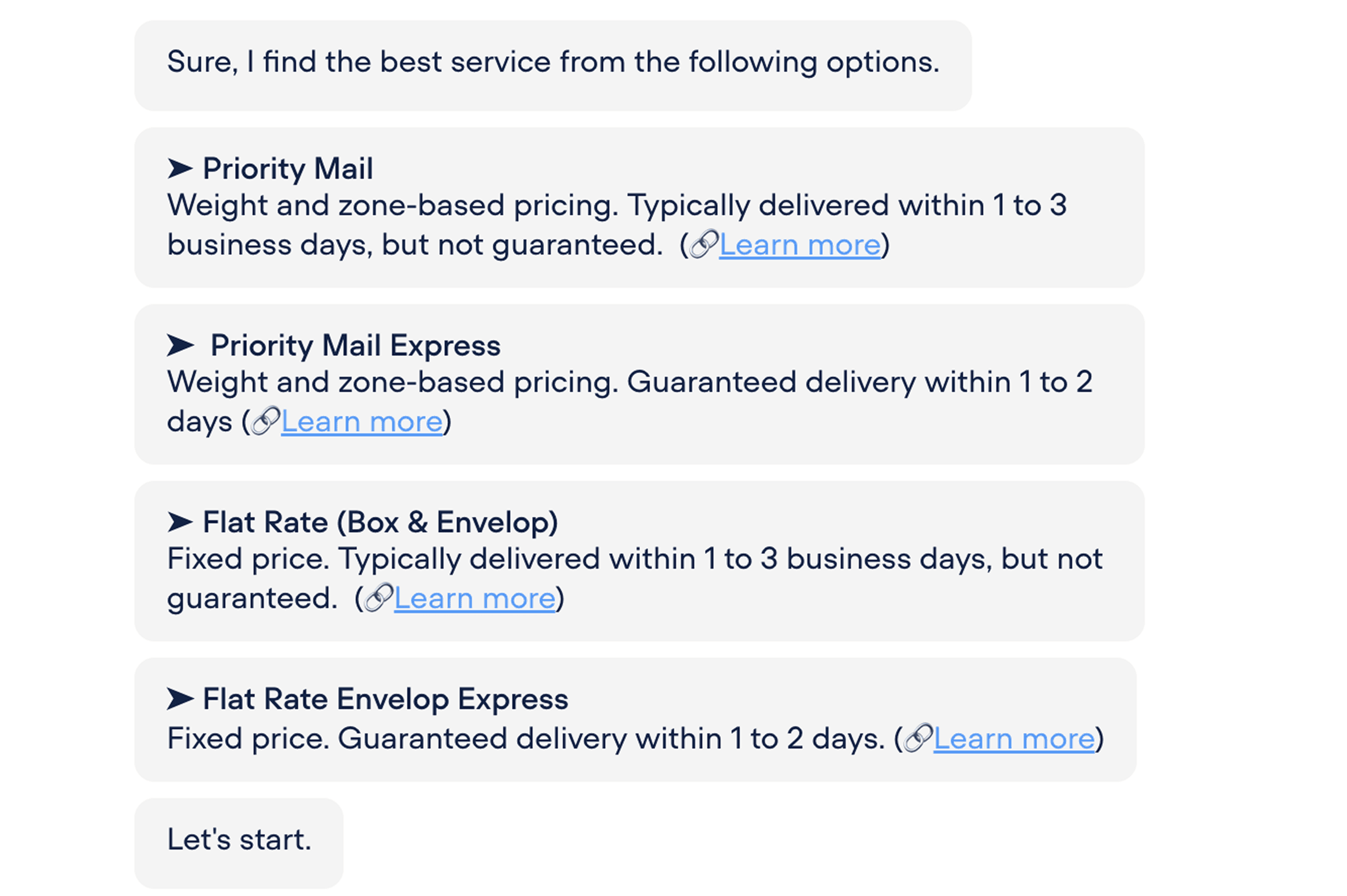 Explain Services chatbot flow