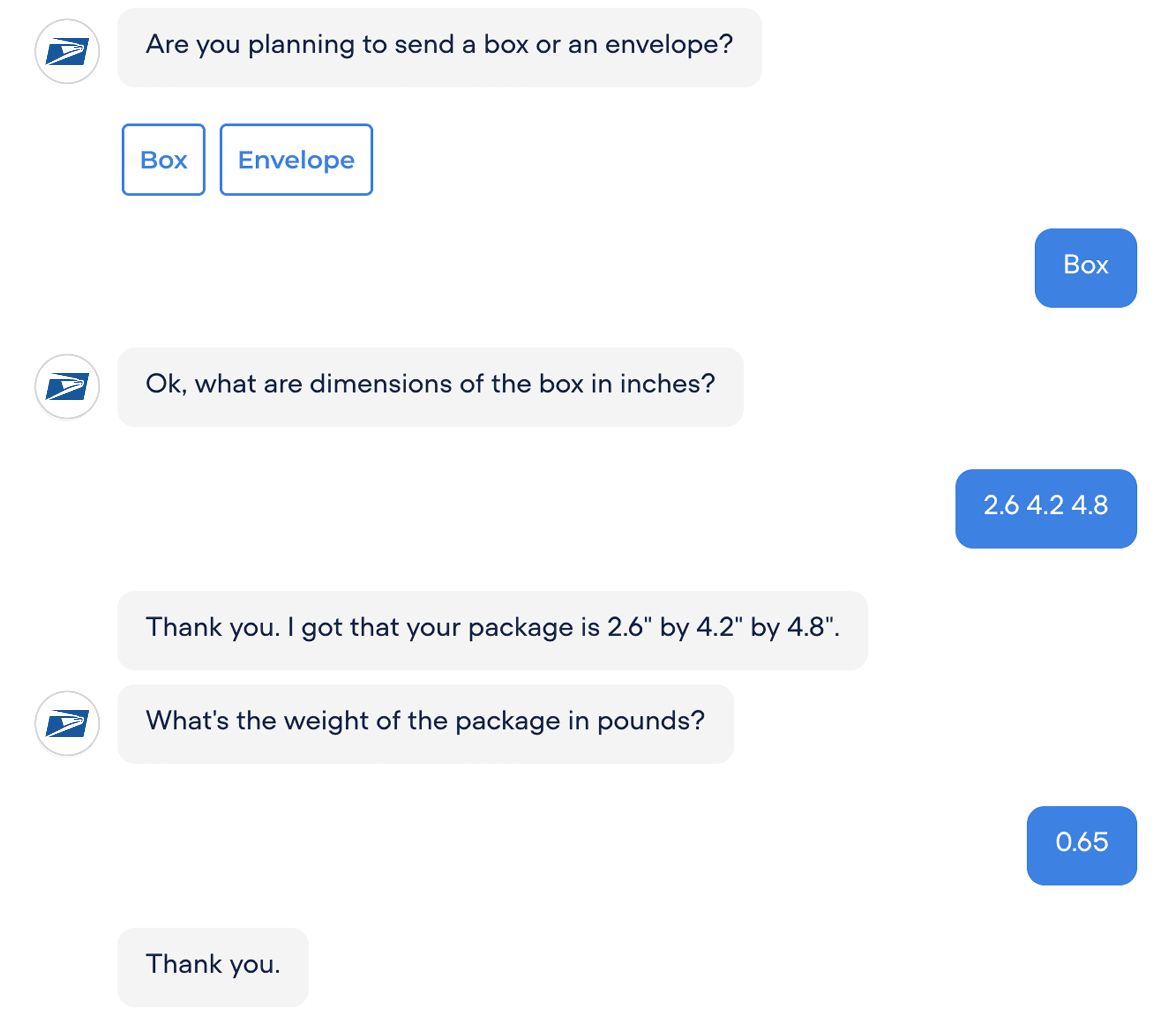 Check Dimension & Weight chatbot flow