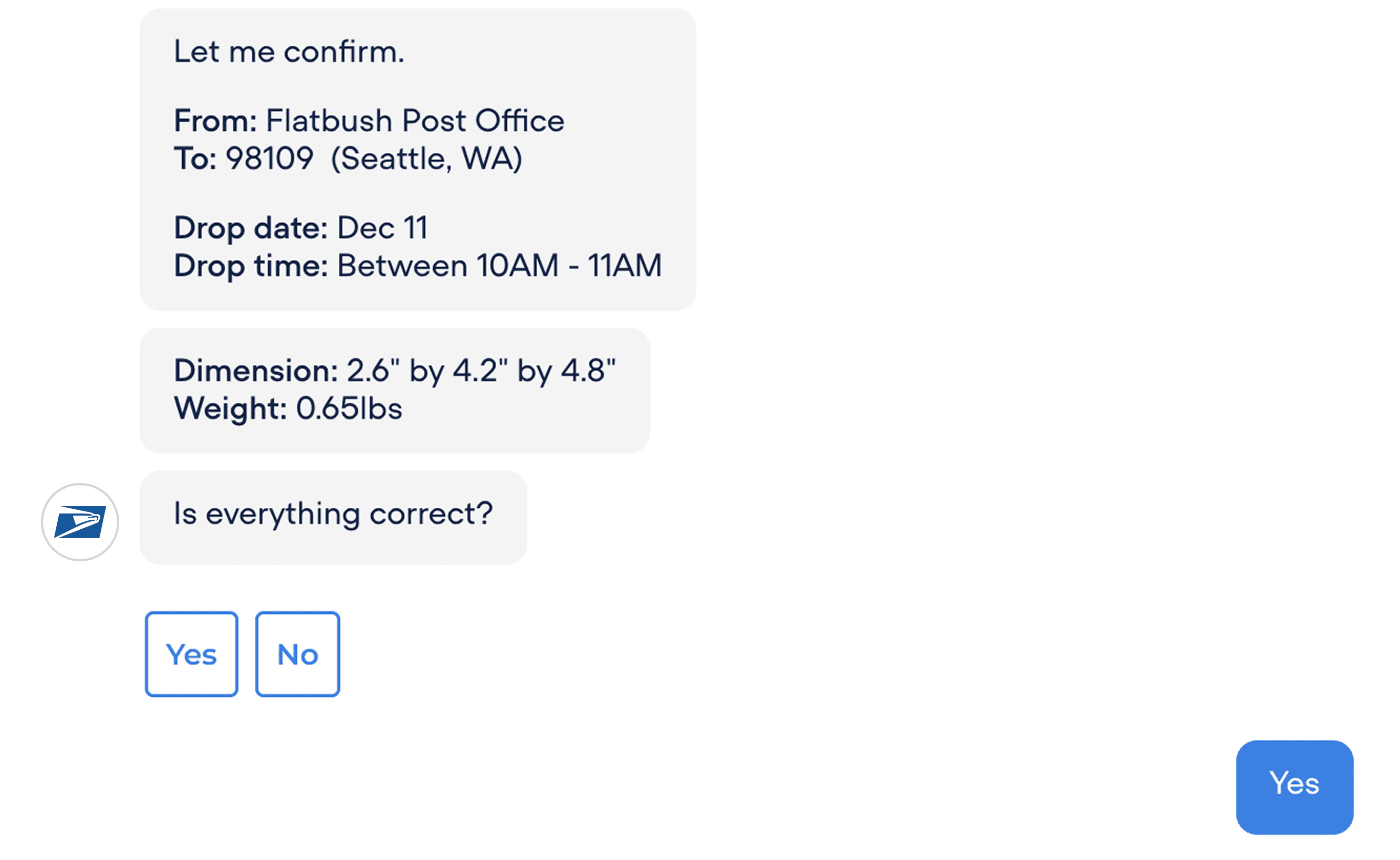 Confirm chatbot flow